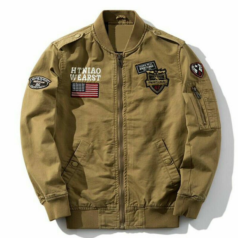 Military Men's Jackets Bomber Casual Air Force Coats Army Cotton