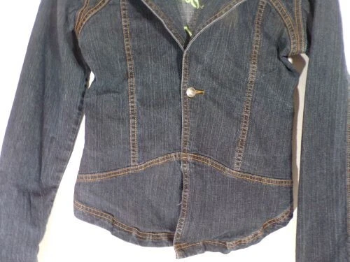 Apple Bottoms Womens Denim Jacket Juniors Size M Medium Y2K Embroidered Logo - Image 4 of 4