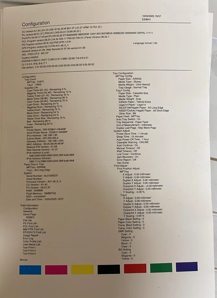 Oki ES9541DN Colour Printer with supplies, CMYK With Stand, SRA3/A3/A4/Banners - Image 3 of 4