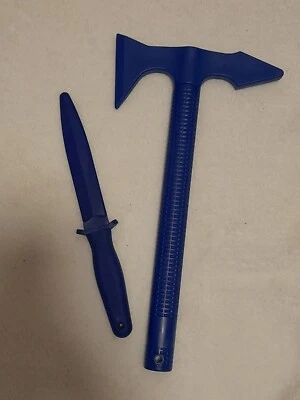 COMBAT KOALAS SET - Polypropylene Training Axe and Safe Dummy Knife for Martial Arts Blue PP