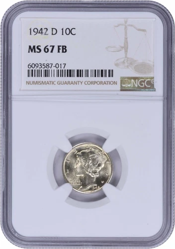 1942-D Mercury Silver Dime MS67FB NGC