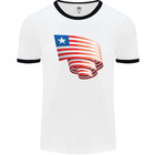 Curled Liberia Flag Liberian Day Football Mens Ringer T-Shirt