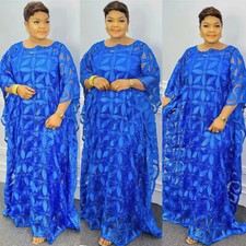 Moroccan African Dashiki Women Lace Maxi Dress Abaya Dubai Kaftan Oversize Gown