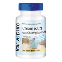 Chrom 60 µG - 100 Kapseln Chrompicolinat, Sichere Dosierung, Vegan | Fair & Pure