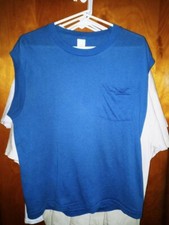 Vintage 80's Blue Tank Top With Pocket Fruit Of The Loom Golden Blend XL T-Shirt