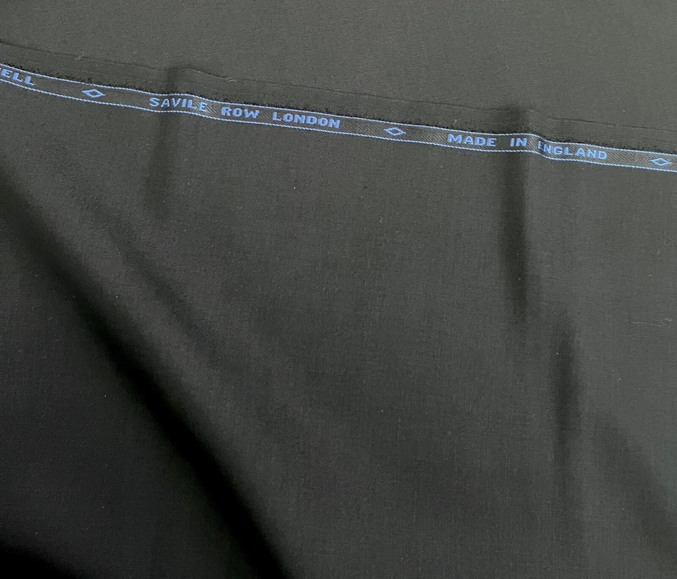 Tela de traje inglesa negra ligera Wain Shiell - 1,53 yardas - rara de colección Foto 4 de 4