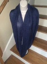 J CREW infinity Scarf Navy Blue See Thru Peep Holes long One Size ❤️tb87