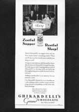 GHIRADELLI'S CHOCOLATE SAN FRANCISCO,CA 1930 ZESTFUL SUPPER-RESTFUL SLEEP  AD