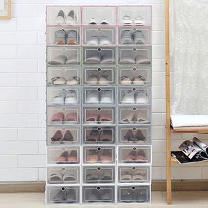 Foldable-Plastic-Transparent-Shoe-Box-Storage-Clear-Organizer-Stackable-Boxes