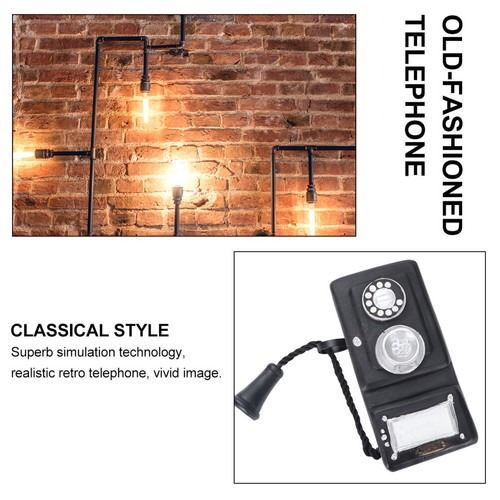 1pc Retro Craft Wall-set Telephone Model Vintage Home Ornaments for Bar Shop - Zdjęcie 3 z 11