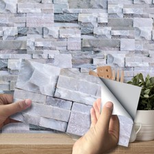 9pcs Mosaic Stone Bricks Self-adhesive Bathroom Kitchen Wall Tile Stair Sticker