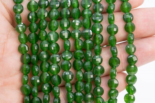 6x4MM Green Jasper Faceted Flat Round Button AAA Genuine Natural Loose Beads - Picture 3 of 4