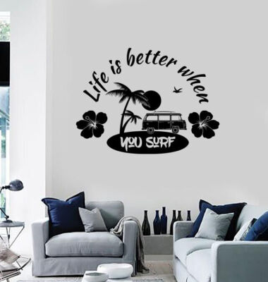 Vinyl Decal Wall Sticker Logo of Surf Club Words Lettering Design Decor (n1321)