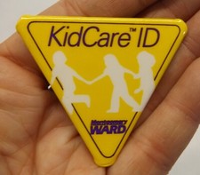 Vintage Montgomery Ward KidCare ID Triangle Pinback Pin Advertising