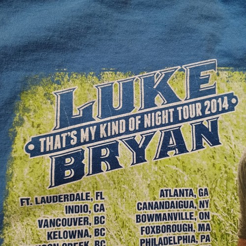 Luke Bryan T Shirt Mens L Blue Thats My Kind Of Night Tour 2014 Short Sleeve - Picture 12 of 14