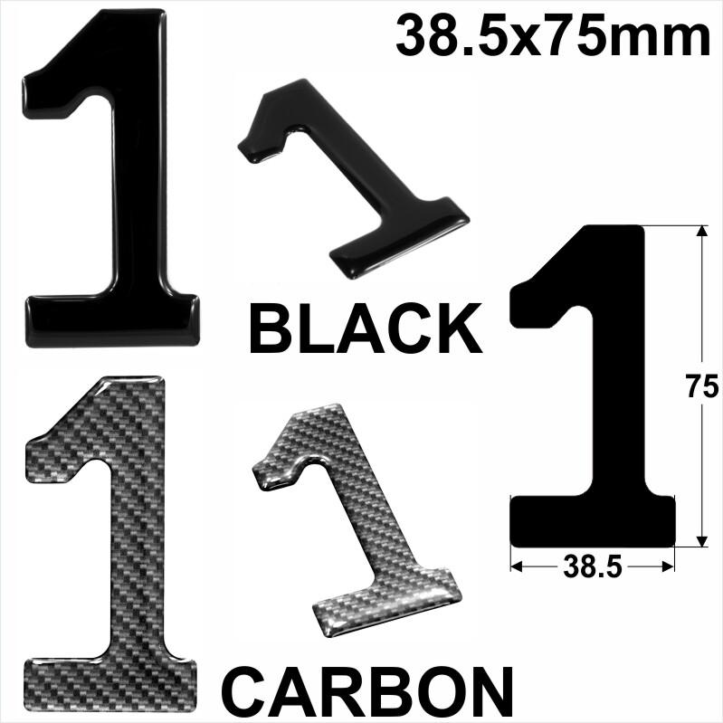 3D Schwarz Gel Nummernschild Gewölbte Harz Ziffern Kit