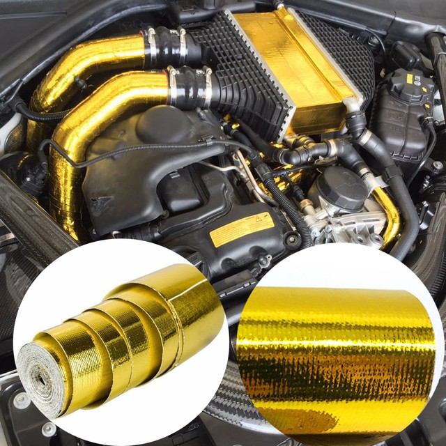1X Reflective Gold Heat Shield Tape For Thermal Racing Engine 2''x15Ft