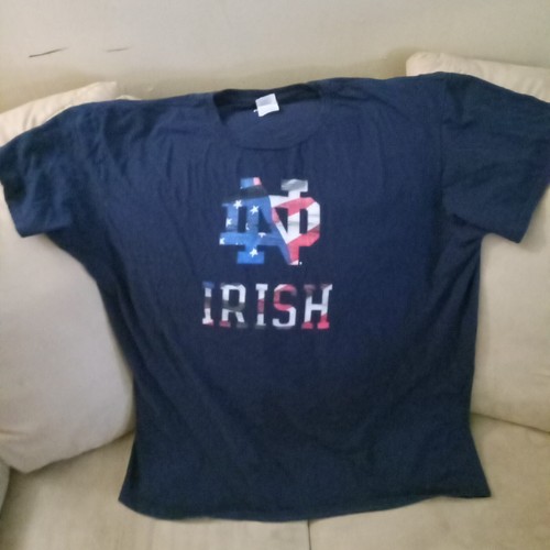 Fanatics Notre Dame 2XL Navy Blue T-Shirt Red White Blue Usa American logo