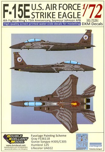 DXM Aufkleber 1/72 F-15E Strike Eagle 4. FW 75th Anniversary Schema