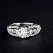 3Ct Round Cut Lab Created Diamond Engagement Wedding Ring 14k White Gold Plated