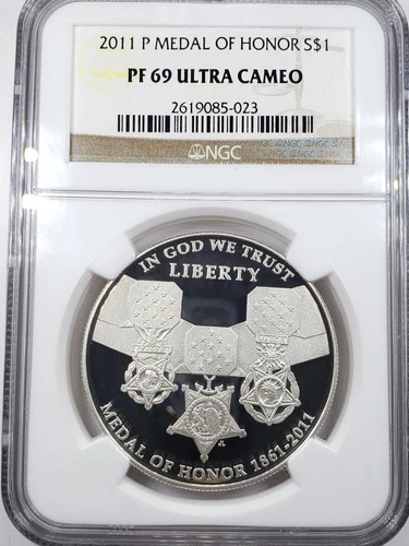 2011-P Medal of Honor Proof Silver Dollar NGC PF69 Ultra Cameo Coin 