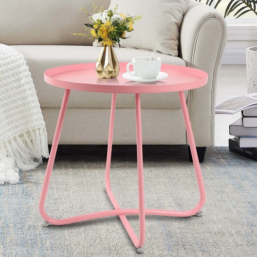 Outdoor Side Tables Small Round Metal End Table Portable Indoor for Patio Yard - Picture 29 of 70