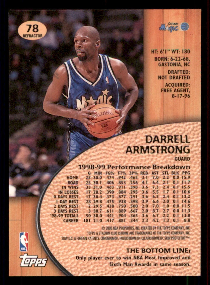 1999-00 Stadium Club Chrome Refractors #78 Darrell Armstrong - Image 2 of 2