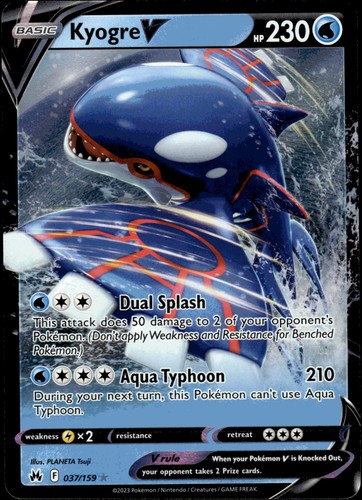 Kyogre V 37/159 Rare Holo V | Crown Zenith | Pokemon Card