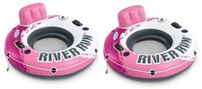 Intex Pink River Run I Sport Lounge Inflatable Water Float 53inch Diameter 2Pack