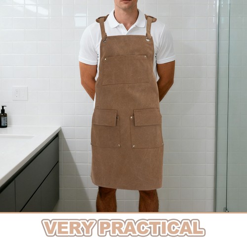 Canvas Tool Apron: Canvas Work Apron with Adjustable Straps and Multi-Pocket - Picture 12 of 12