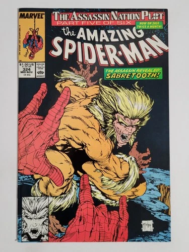 Amazing Spider-man #324 Marvel 1989 VF- 7.5 Sabretooth cover & appearance