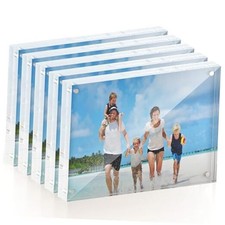 5x7 Acrylic Picture Frame 5 Pack, 20mm Thick Magnetic Double 5x7" 5 Pack Clear