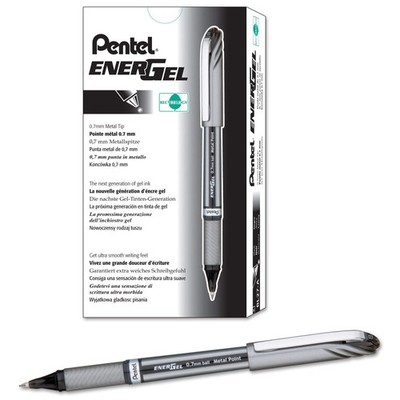 Pentel EnerGel NV Liquid Gel Pen, (0.7mm), Medium 1 Count (Pack of 12), Black