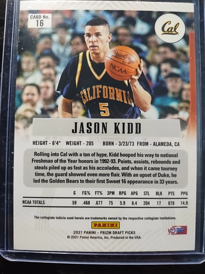 2021-22 Panini Prizm Draft Picks - Flashback Jason Kidd #16 - Image 2 of 2