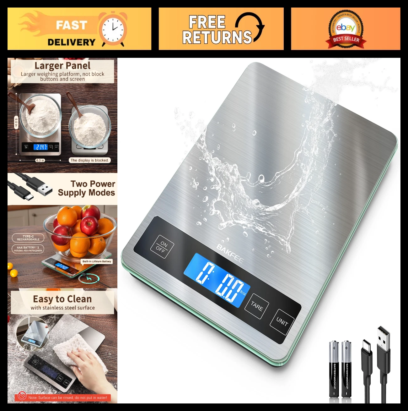 Digital Kitchen Food Scale 33lb, USB Rechargeable, Stainless Steel, Precise 1g/0
Opens in a new wind