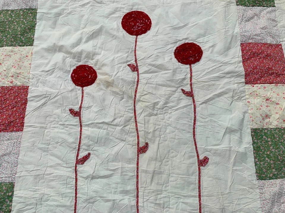 Antique Mattress Cover French Handmade Blanket Colorful Bedspread 222x185 cm - Image 3 of 4