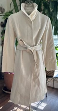 Harve Benard Women's Off White Cashmere Wool Long Lined Coat Jacket Size 16 XL
