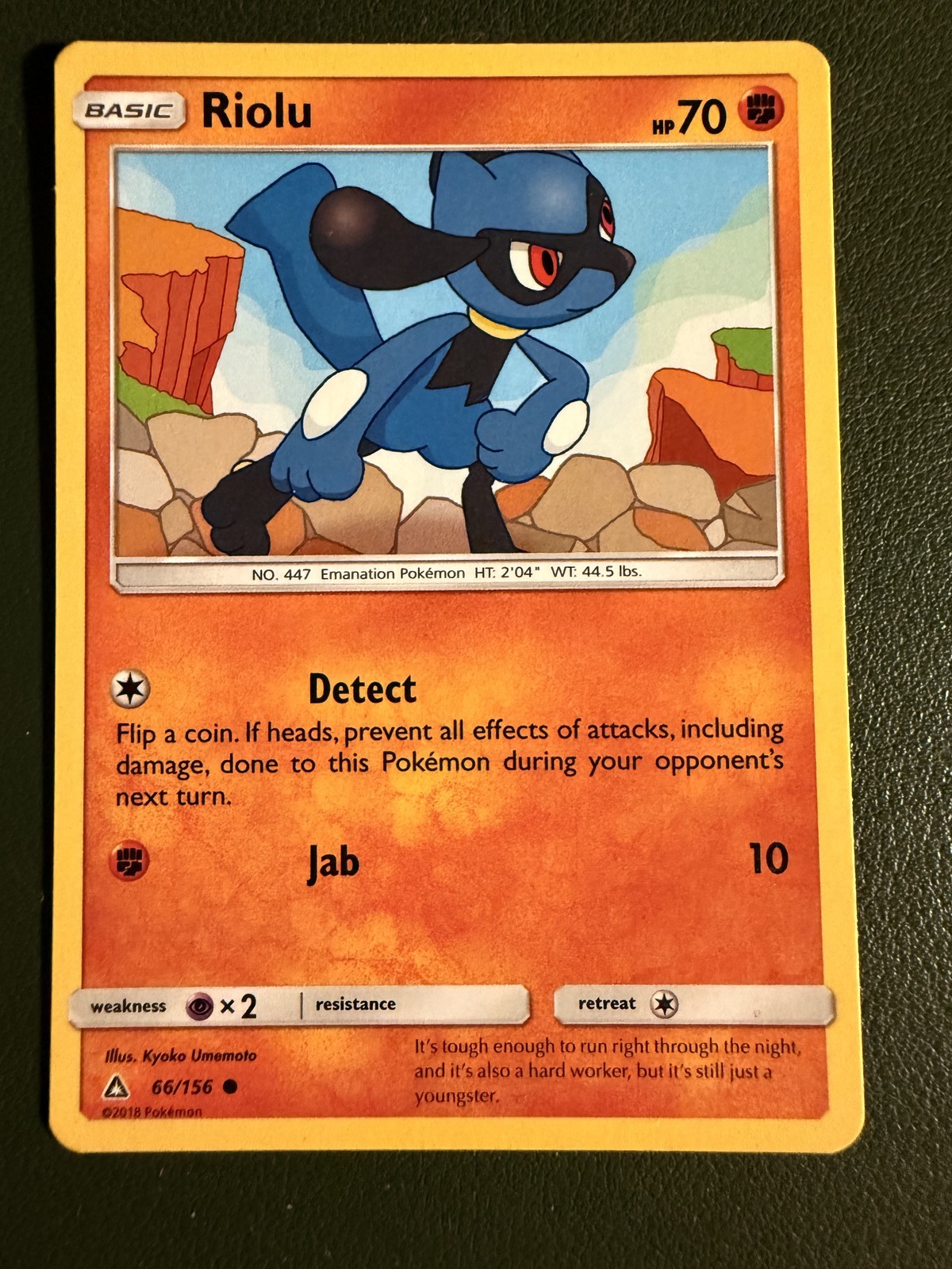 Pokemon TCG Riolu 66/156 Ultra Prism NM