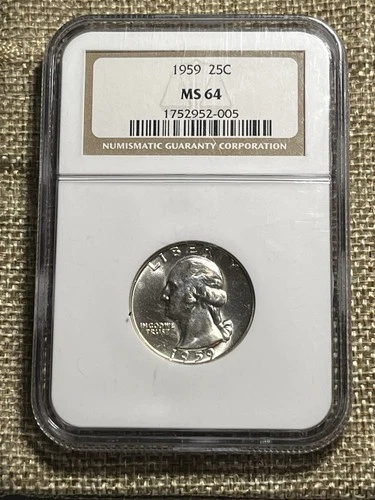 1959 MS64 25C Washington Quarter 90% Silver - NGC Sealed Slab Mint State MS 64