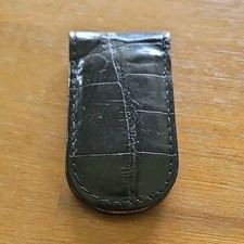 Fossil Black Crocodile Pattern Money Clip with Logo Accent for Men