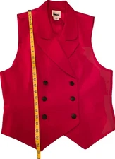 Vintage Red Wool double breasted Vest Womens Leslie Faye XL Holiday size 16 