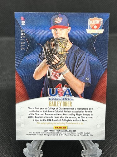 2014 Panini USA Baseball BAILEY OBER #22 Team Signatures Autograph /399 Twins - Picture 2 of 2