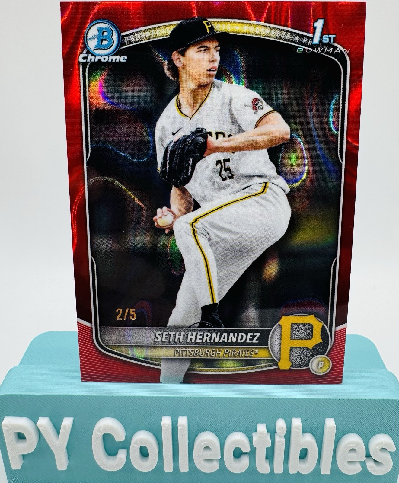2025 Bowman Chrome Draft Seth Hernandez 1st Red Lava Refractor Pirates 2/5