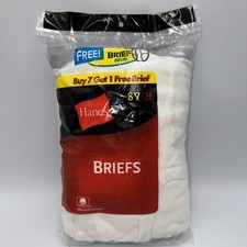 Vintage 2003 Hanes Men's White Briefs 100 Cotton Size 38 Pack Of 8 New