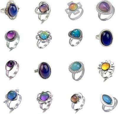 16Pcs Mixed Mood Rings Classic Temperature Change Color Mood Ring (Adjustable Si