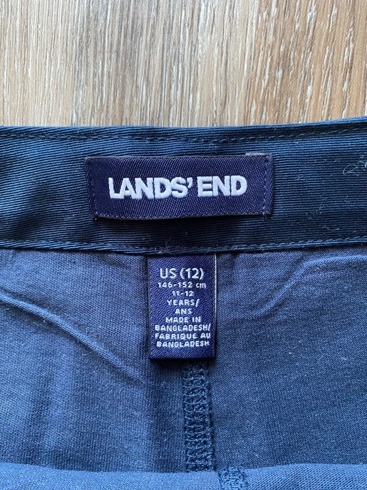 LANDS' END ~ 全新 ~ 女孩校服 Chino Skort ~ 女孩尺寸 12 ~ 海军蓝 ~ 全新带标签 — 第 3/4 张图片