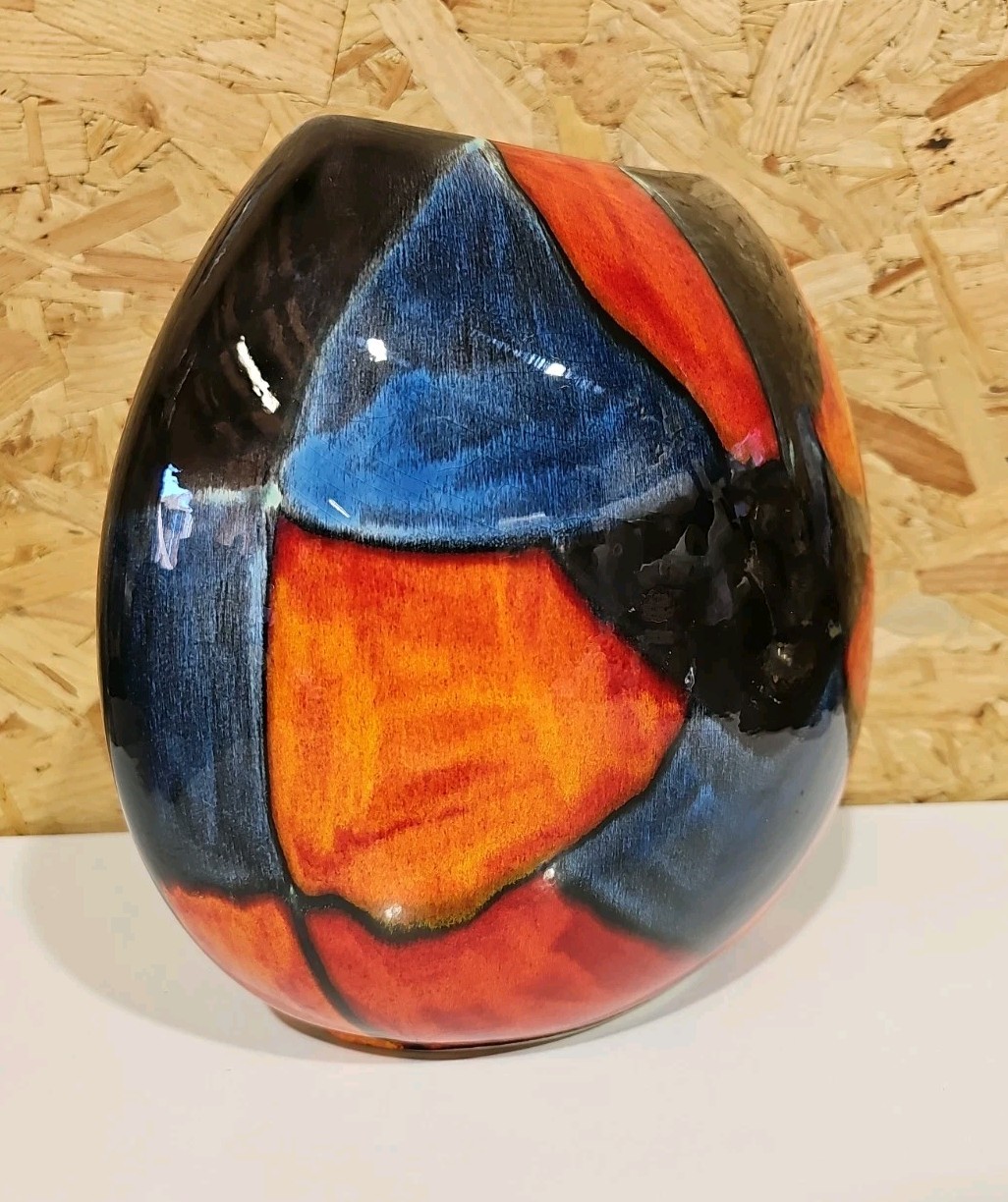 Poole Pottery Mosaic Purse Vase Hand Painted Volcano Living Glaze — image 3