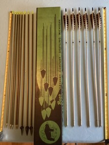Vintage Bear Archery Arrows 6 Bear Easton  & 8 Metric Hunter Aluminum With Box