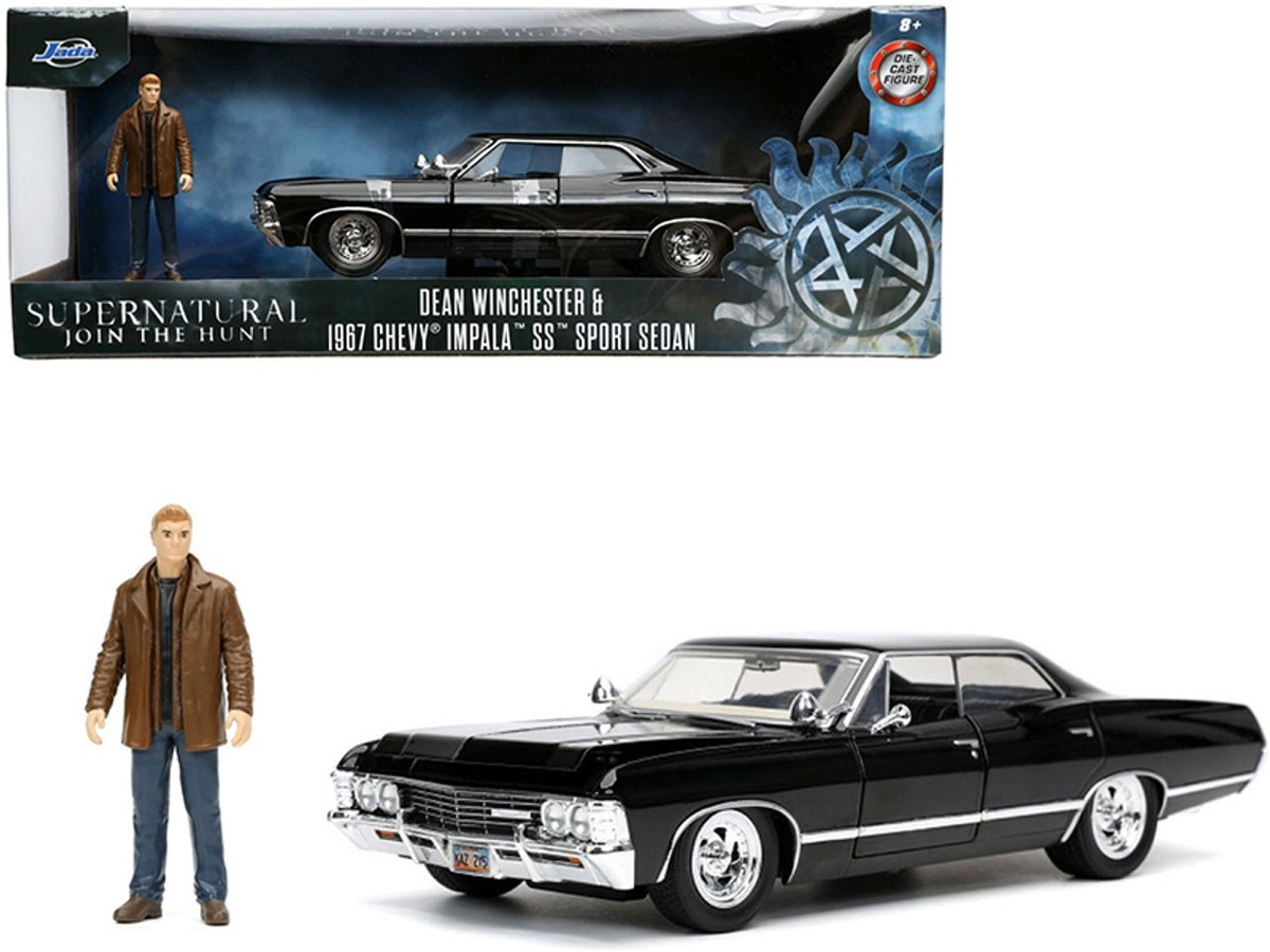1967 CHEVROLET IMPALA SS SUPERNATURAL SS SEDAN BLACK & FIGURINE 1