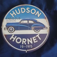 Metal Sign 8" Round Man Cave Garage Bar Gas Station Wall Art Oil Hudson Hornet